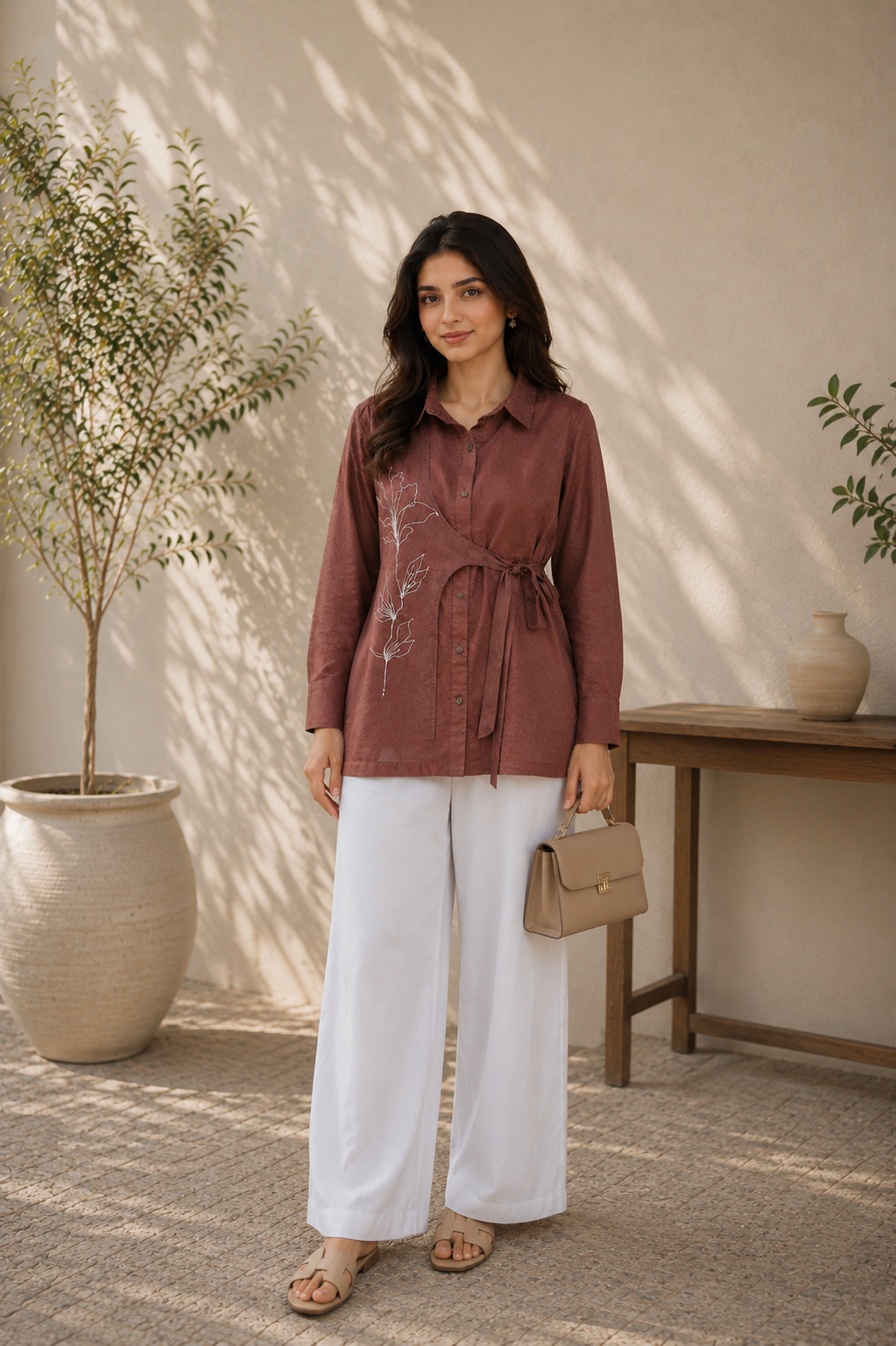 Rosewood Grace Cambric Cotton Shirt Tunic & Trousers Co-Ord Set