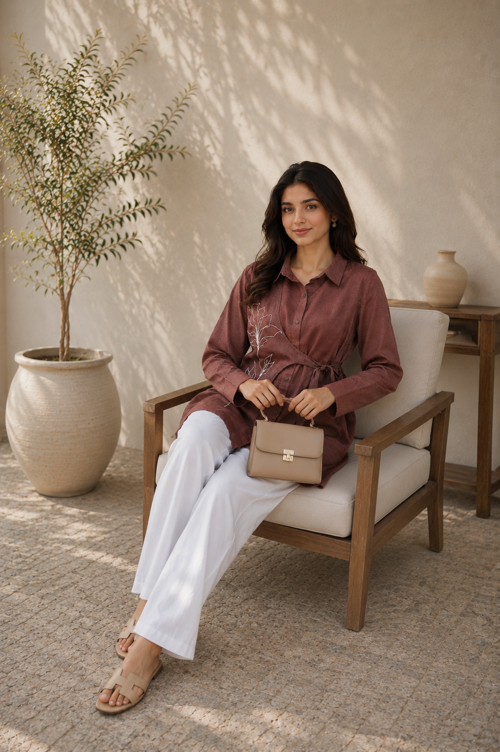 Rosewood Grace Cambric Cotton Shirt Tunic & Trousers Co-Ord Set