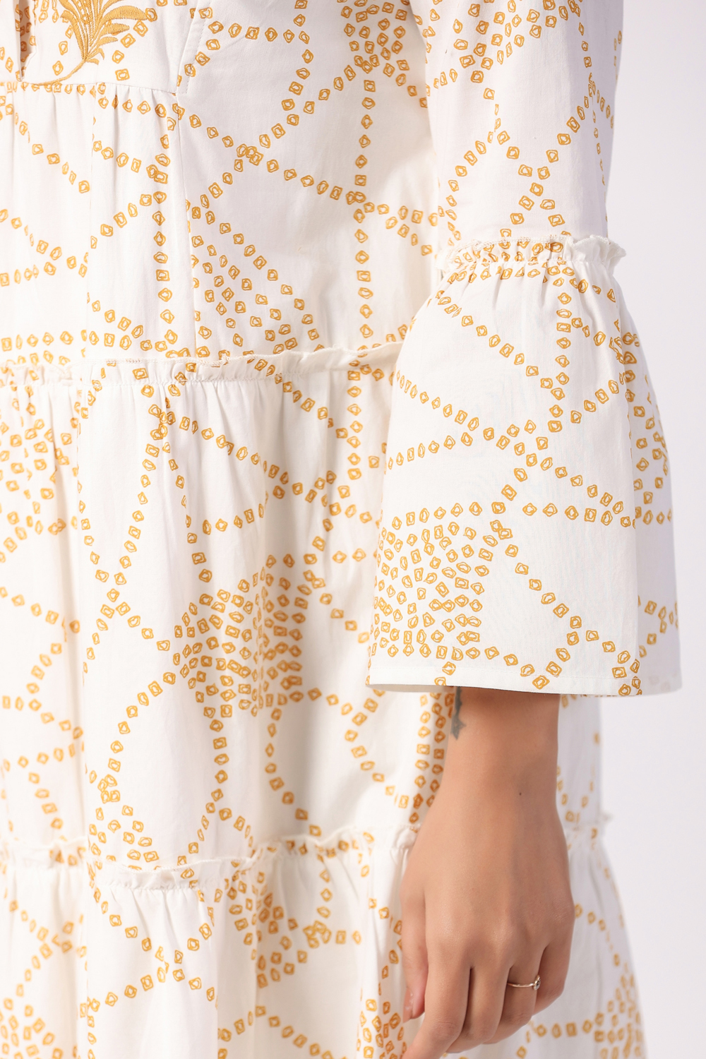 Ivory & Mustard Tiered Dress