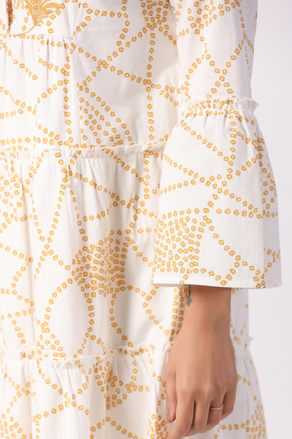 Ivory & Mustard Tiered Dress