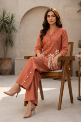 Terracotta Palm Print Cotton Co-Ord Set