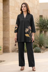Midnight Black Floral Print Cotton Co-Ord Set
