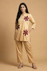 Kesari Phool Applique Co-Ord Set