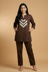 Mocha Chevron Applique Co-Ord Set