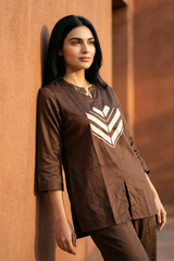 Mocha Chevron Applique Co-Ord Set