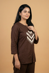 Mocha Chevron Applique Co-Ord Set