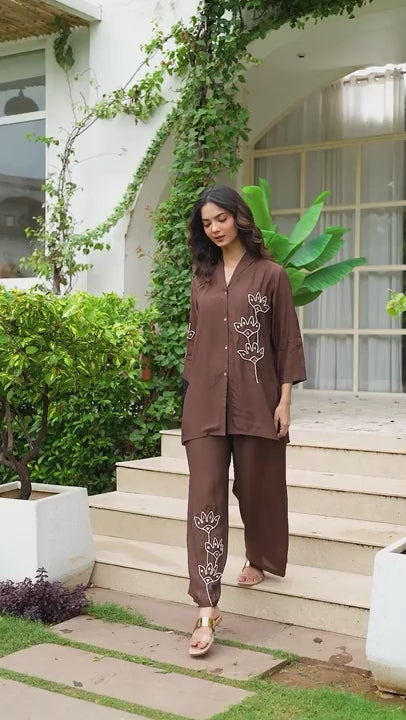 Brown Muslin Co-Ord Set
